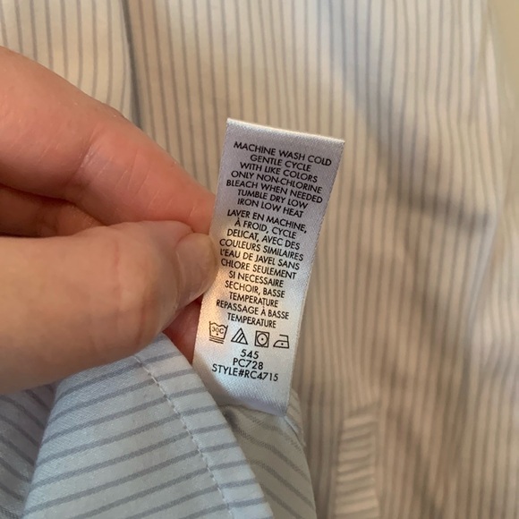 Calvin Klein Y2K Pin Stripe V-Neck Button Down Long Sleeve Shirt Size Small - Picture 6 of 6